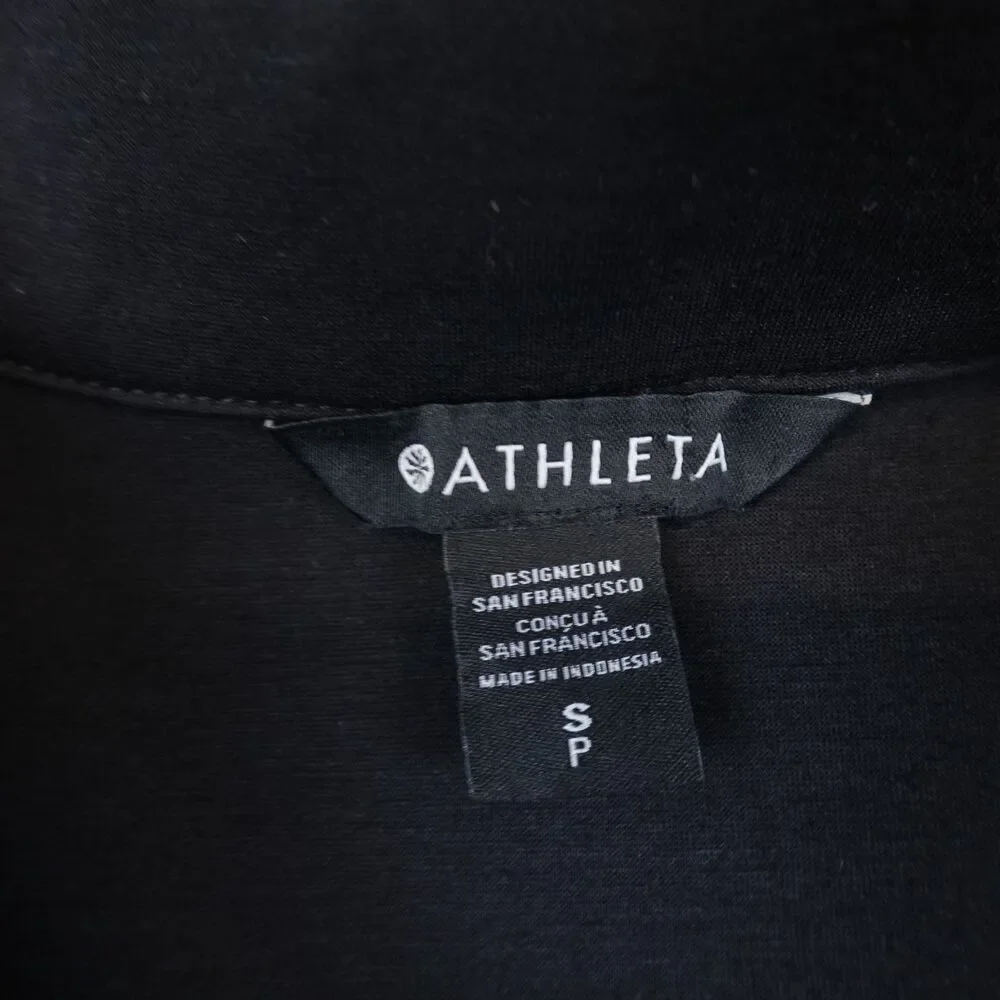 NWT Athleta Allure Dress 1/4 Zip Small Black Ponte Athleisure Pocket Mock Neck